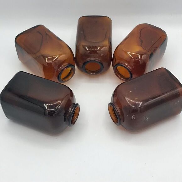 Vintage Squared Brown Glass Snuff Bottle Bundle of 5 - Picture 11 of 16